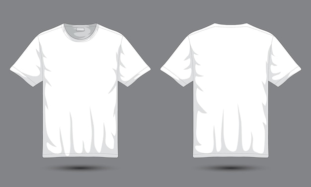 Weißes t-shirt mockup vorder- und rückansicht vektorillustration