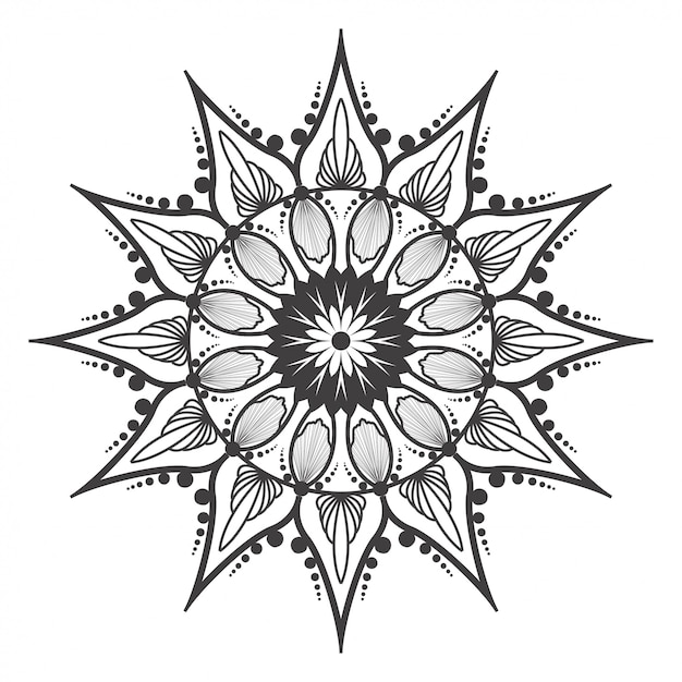 Weißes und schwarzes rundes mandala