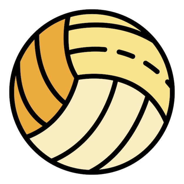 Weißes volleyball-ball-symbol. umriss des weißen volleyball-vektor-symbols in farbe, flach isoliert