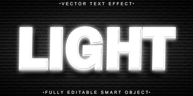 Vektor weißlichtvektor voll redigierbarer smart-object-text-effekt