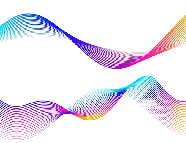 Welle der vielen farbigen Linien Abstrakte gewellte Streifen auf weißem Hintergrund isoliert Kreative Strichzeichnungen Vektorillustration EPS 10 Designelemente, die mit dem Mischwerkzeug erstellt wurden Gekrümmtes glattes Band