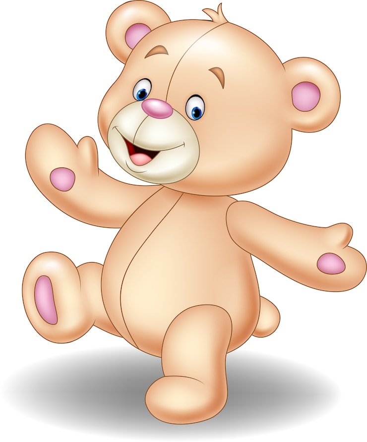 Vektor wellenartig bewegende hand des karikaturteddybären