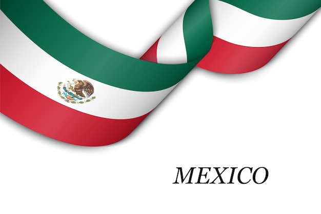 Wellenband mit flagge von mexiko.
