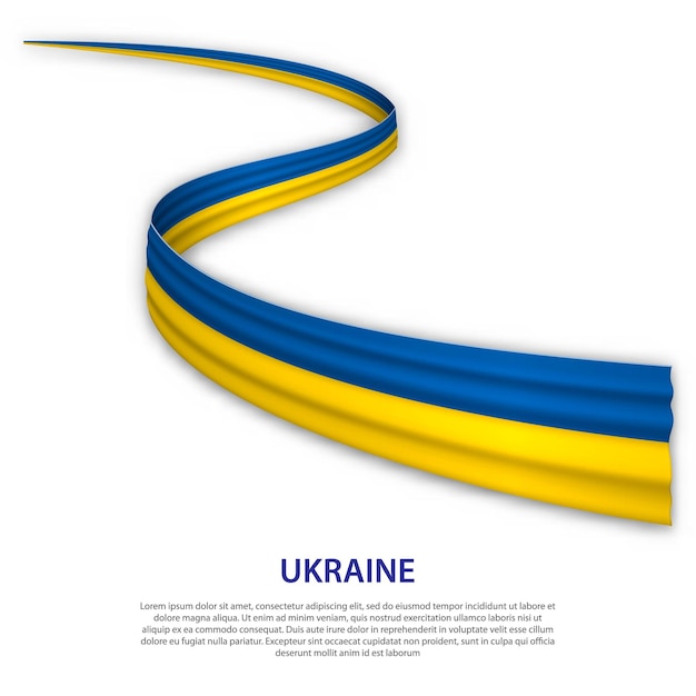 Wellenband oder Fahne mit Flagge der Ukraine