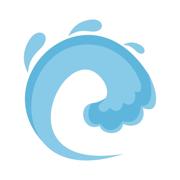 Vektor wellenwasser-tsunami-symbol flache darstellung des wellenwasser-tsunami-vektorsymbols isoliert auf weißem hintergrund