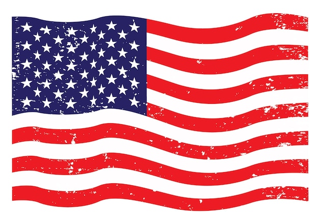 Wellige amerikanische Flagge mit Grunge-Textur