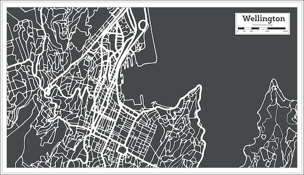 Wellington neuseeland stadtplan im retro-stil. übersichtskarte. vektor-illustration.