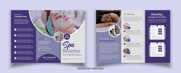 Wellness spa trifold broschüre template-design mit vektor