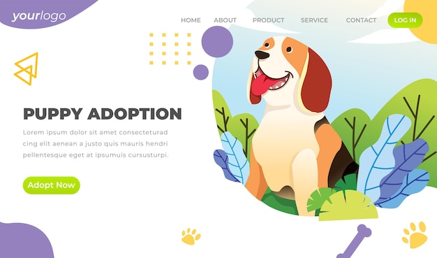 Welpen adoptieren - Vector Landing Page