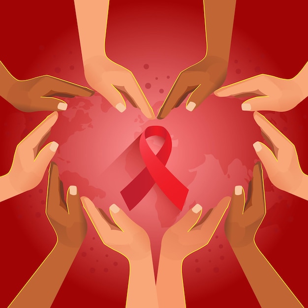 Welt-Aids-Tag-Banner-Hintergrund-Illustration Aids-Bewusstsein Welt-Aids-Tag-Konzept