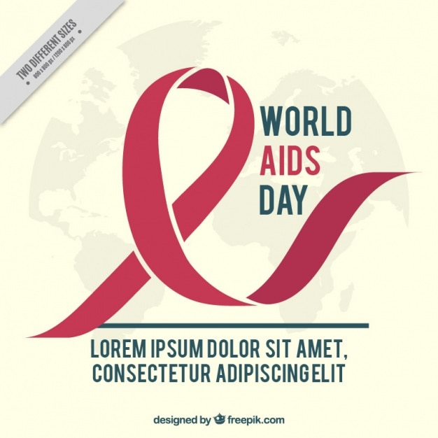 Welt-aids-tag hintergrund mit rotem band und weltkarte