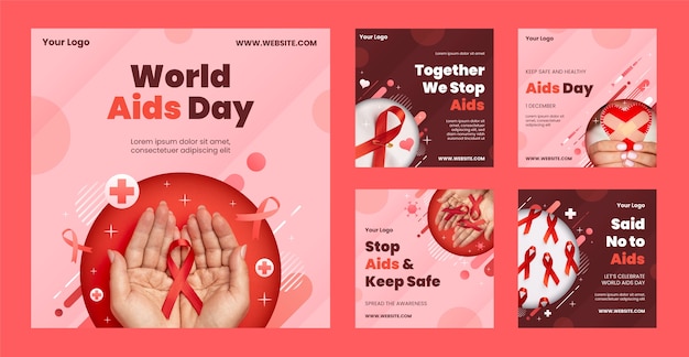 Vektor welt-aids-tag-instagram-posts-sammlung