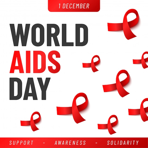 Welt-aids-tagesbanner. aids awareness red ribbon.