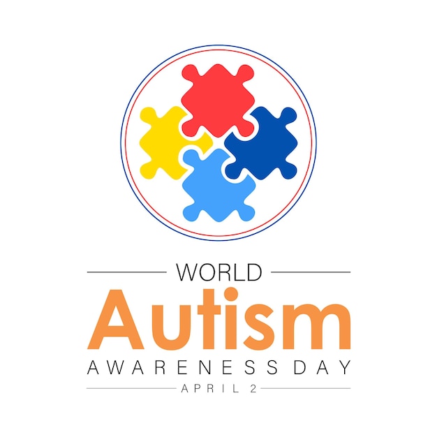 Welt-autismusbewusstseinstag, der jedes jahr am 2. april gefeiert wird, medizinisches bewusstsein vektor-banner-flyer-poster und social-media-template-design