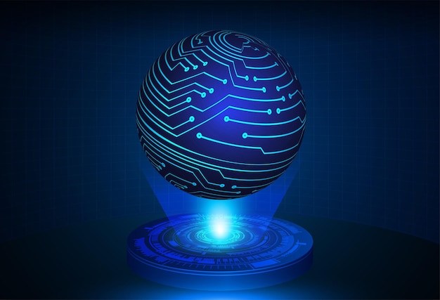 Welt binäre Leiterplatten zukünftige Technologie Blue HUD Cyber Sicherheit Konzept Hintergrund