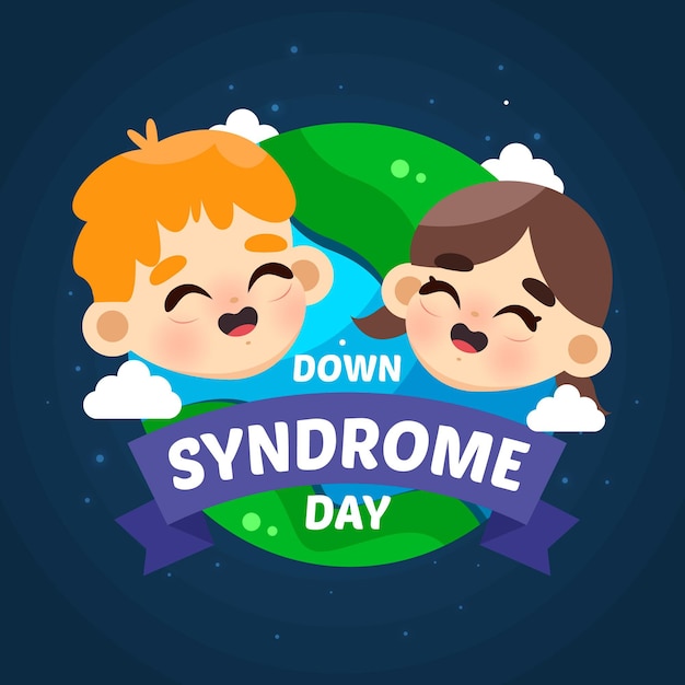 Welt down syndrom tag flache illustration