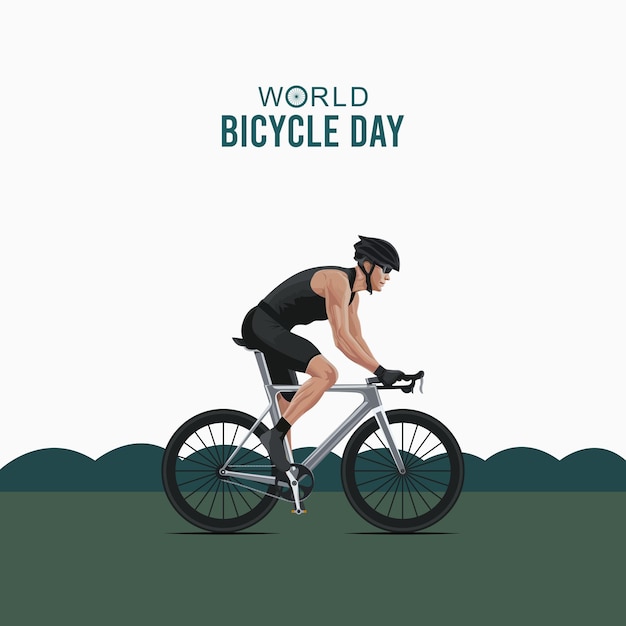 Welt-Fahrrad-Tag-Post-Welt-Fahrrattag-Poster Fahrradtag-Flach-Illustrationsvektor