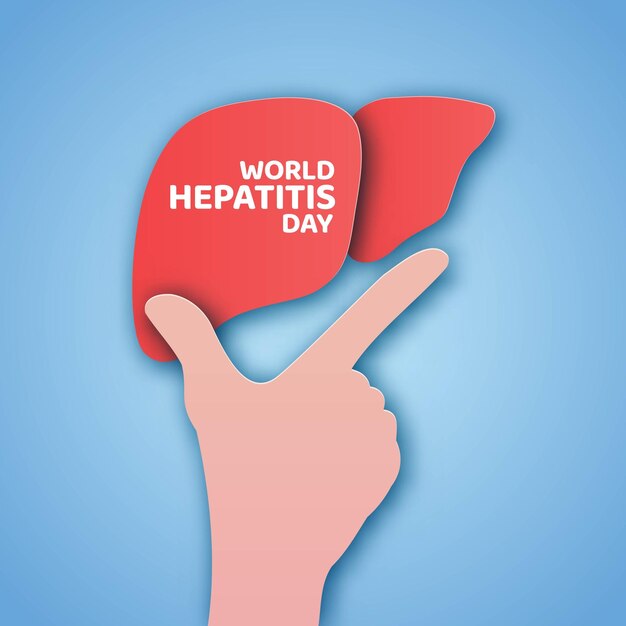 Welt-Hepatitis-Tag Design Hand und Leber Konzept Illustration Papierschnitt-Stil