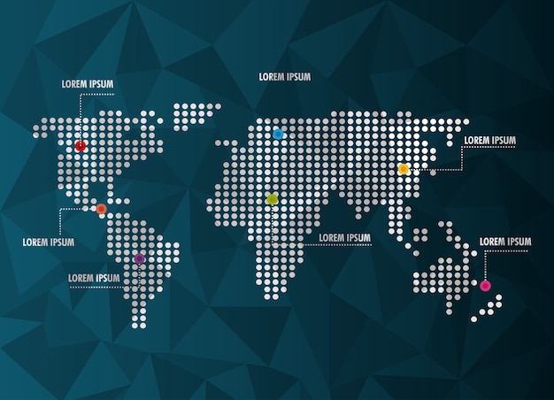 Welt-Infografik gepunktete Karte Informationsnetzwerk