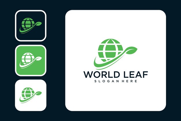 Welt mit blatt-logo-design