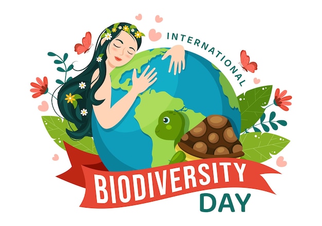 Weltbiodiversitätstag am 22. mai illustration mit biologischer vielfalt und tier in vorlagen