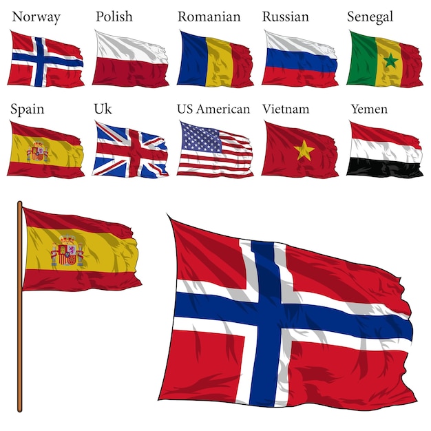 Vektor weltflaggensammlung vektorkunst flaggensatz