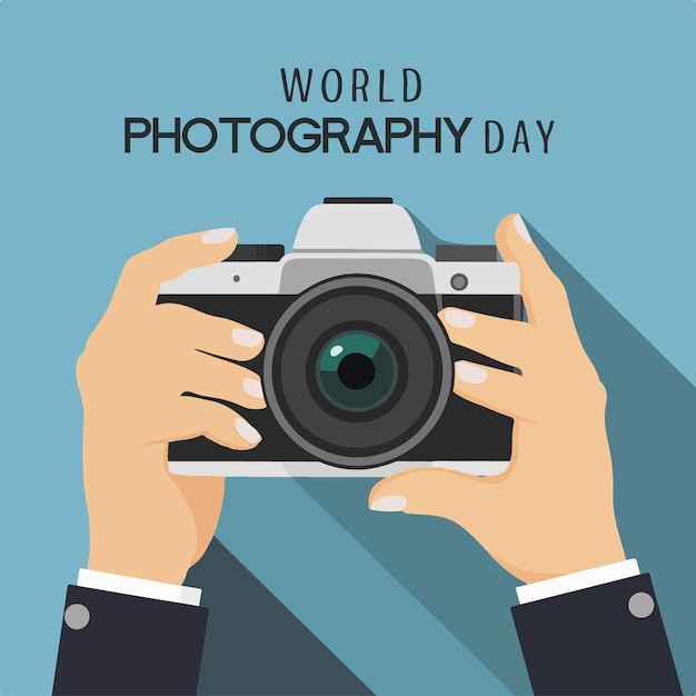Weltfotografie-Tag flache Vektor-Illustration
