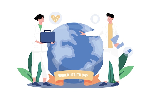 Weltgesundheitstag-Illustrationskonzept auf weißem Hintergrund