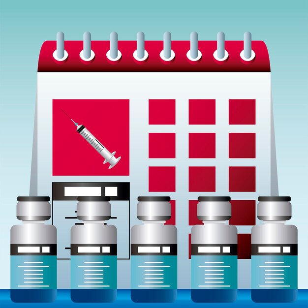 Vektor weltimpfstoff, zeitplan zeitplan impfschutz gegen illustration