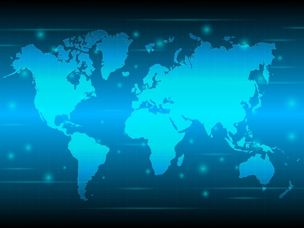 Weltkarte blau technologie hintergrund