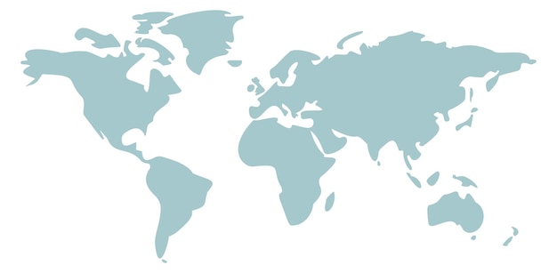 Weltkarte Erdkontinente und Ozeane Geographiekonzept