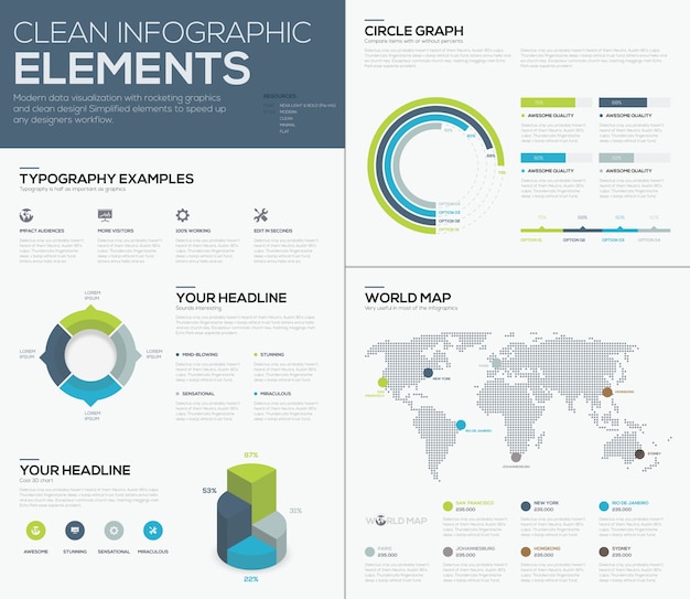 Weltkarte infographcis und saubere design business vektor-elemente