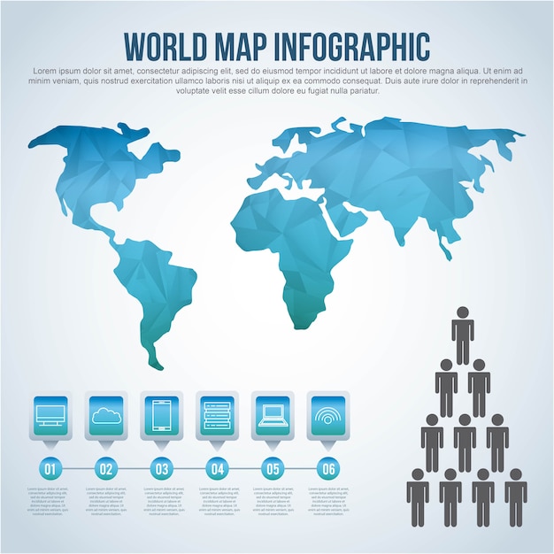 Weltkarte infographik diagramm bevölkerung