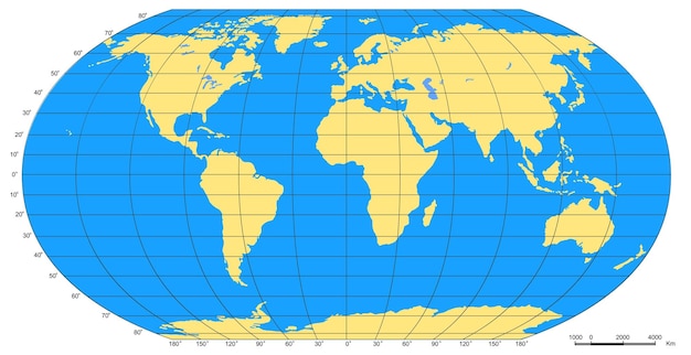 Vektor weltkarte mit parallel- und meridian