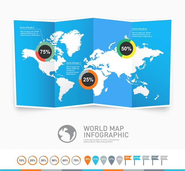 Weltkarte vektor mit infografik elemente