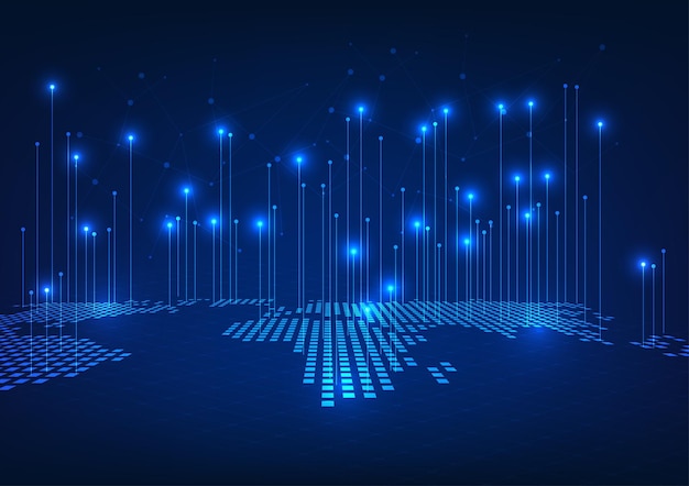 Weltkartentechnologie mit nach oben gerichteten Linien Zeigt die Verbindung von Netzwerk-Netzwerk