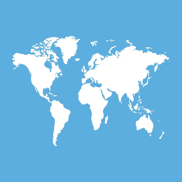 Weltkartenvektor auf Blau