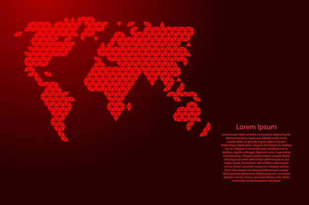 Weltkartenzusammenfassungsschema mit roten dreiecken