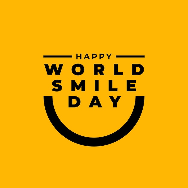 Weltlächeln-tagesentwurfsschablonen-vektorillustrations-grußdesign lokalisiert auf gelbem hintergrund