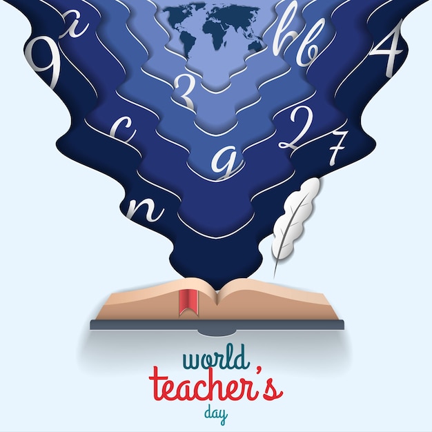 Weltlehrertag ausgeschnittene Papierschnitt-Postkarte