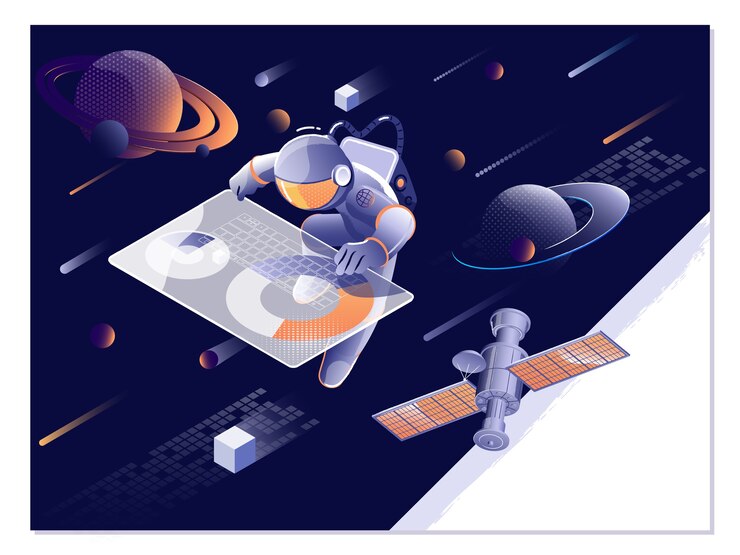 Weltraum erforschen. Astronaut, Asteroid, Komet und Weltraumobjekt