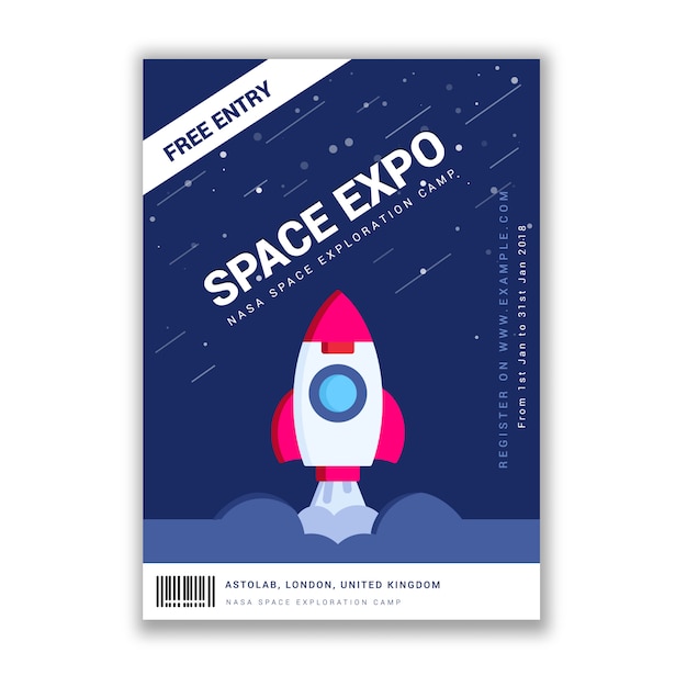 Vektor weltraum-expo-werbeflyer