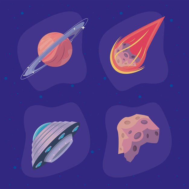 Weltraum stellte vier Symbole ein