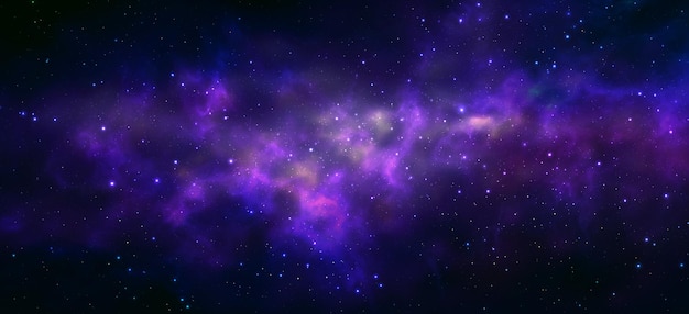 Weltraumhintergrund mit realistischem Nebel und leuchtenden Sternen Magische bunte Galaxie mit Sternenstaub