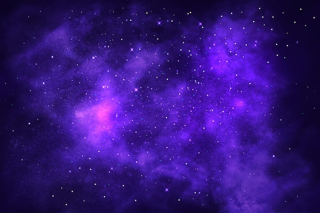 Weltraumhintergrund mit Sternenstaub und leuchtenden Sternen Realistischer bunter Kosmos mit Nebel und Milchstraße
