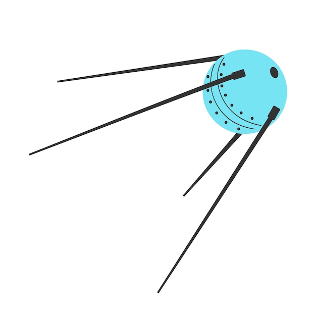 Weltraumorbitalrundsatellit erster künstlicher satellit sputnik flachvektor isolierte illustration