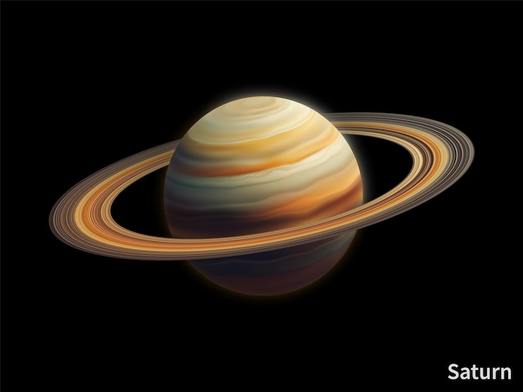 Vektor weltraumplanet saturn oberfläche kosmische kugel astronomie wissenschaft galaxienforschung universitätsentdeckung planetenansicht vom satelliten sonnensystem erforschen vektorbildung poster
