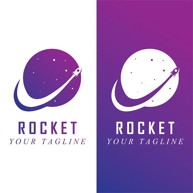 Weltraumraketen-Logo und Vektor mit Slogan-Vorlage