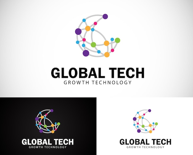 Welttech-Logo Kreatives Designkonzept Verbindungsnetzwerk