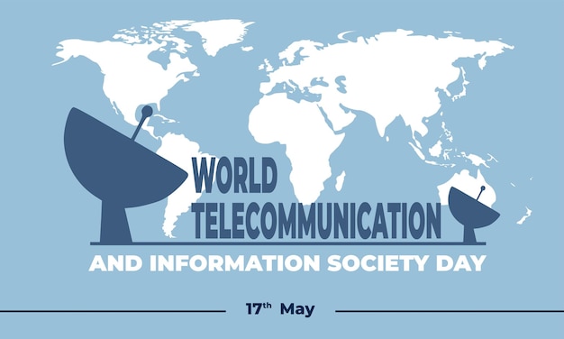 Welttelekommunikations- und informationsgesellschaftstag vektor-hintergrundillustration und -text